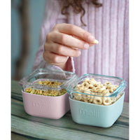 Melii Glass Food Storage Containers with Silicone Sleeve 160 ml Pack of 3 - Pink, Purple, Grey_3