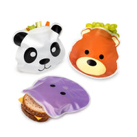 Melii Reusable Snack Bags - Set of 6 Adorable Animal Character Bags with Zip Leak-Proof Seal - Eco-Friendly, BPA-Free, Washable, and Perfect for On-the-Go Snacking_6