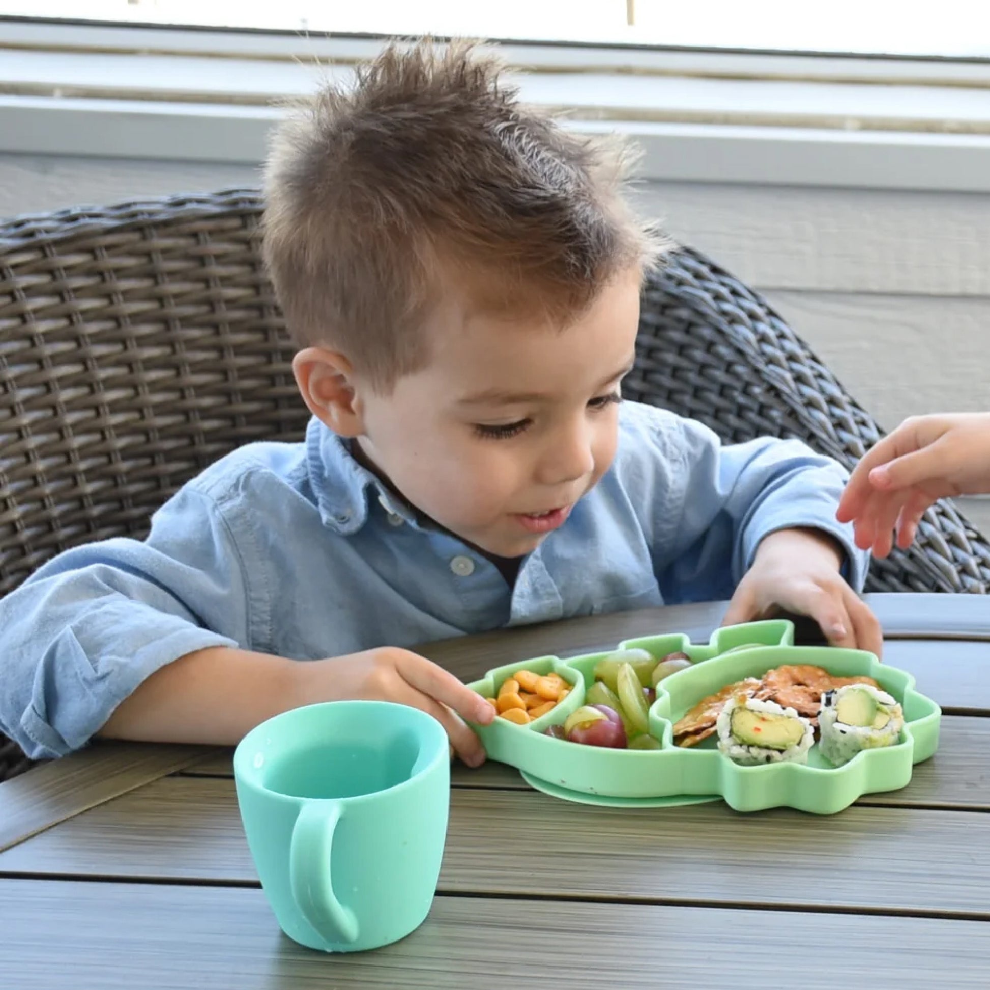 melii Silicone Suction Plate for Babies & Toddlers - Dinosaur Division Plate for Picky Eaters - Secure Self Feeding Solution, BPA Free, Microwave & Dishwasher Safe