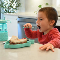melii Silicone Suction Plate for Babies & Toddlers - Shark Division Plate for Picky Eaters - Secure Self Feeding Solution, BPA Free, Microwave & Dishwasher Safe_5