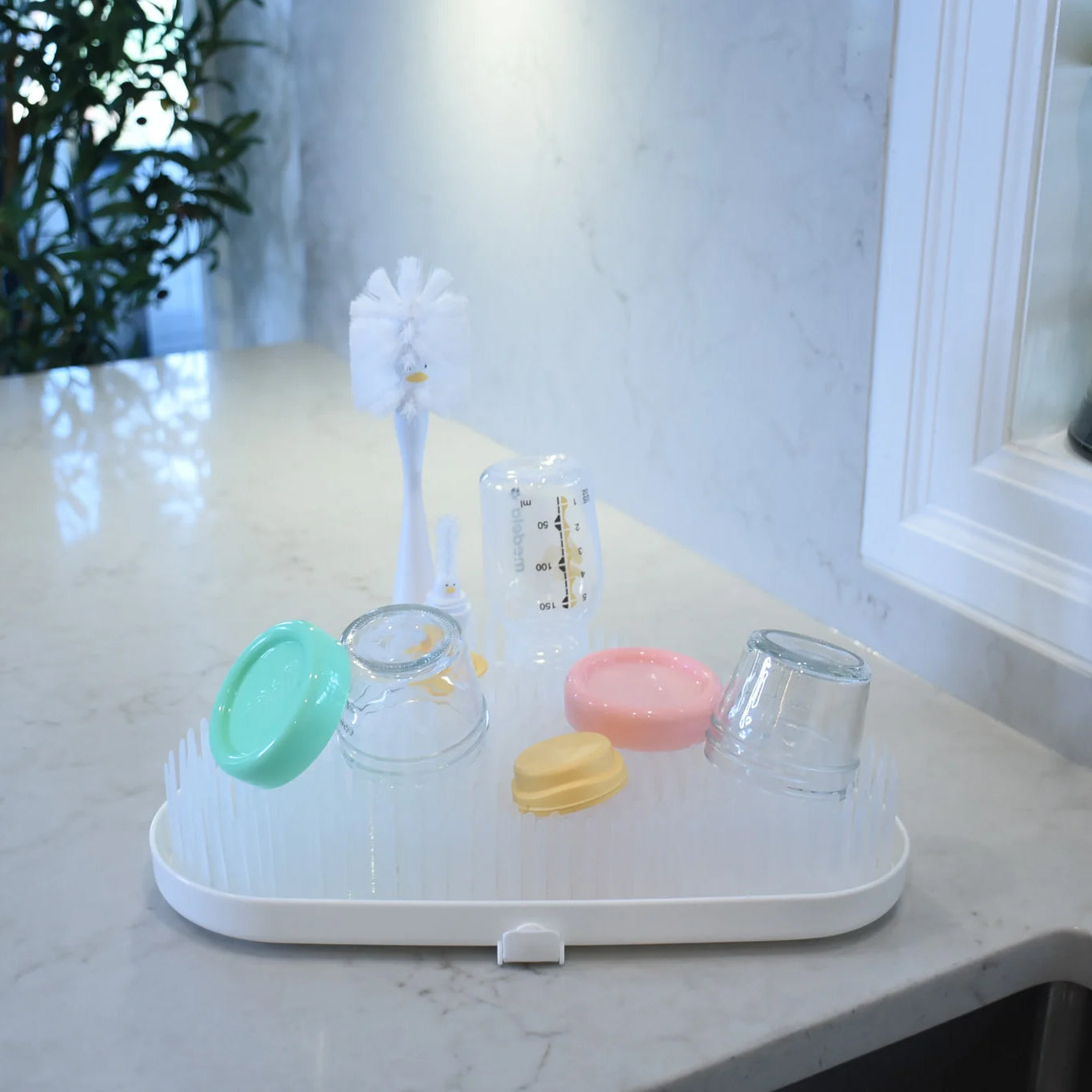 Melii White Cloud Drying Rack - BPA-Free, Low-Profile Design for Efficient Baby Feeding Essentials Drying, Easy to Clean, Top-Rack Dishwasher-Safe