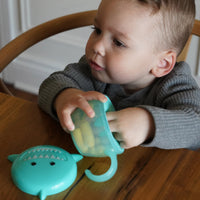 melii Snack Container for Kids - Turquoise Shark Design Mess Free, Adaptable, and Easy to Hold with Removable Finger Trap - Perfect for Independent Snacking, Travel - BPA Free and Dishwasher Safe_9
