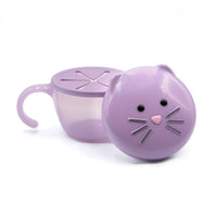 melii Snack Container for Kids - Purple Cat Design Mess Free, Adaptable, and Easy to Hold with Removable Finger Trap - Perfect for Independent Snacking, Travel - BPA Free and Dishwasher Safe_1
