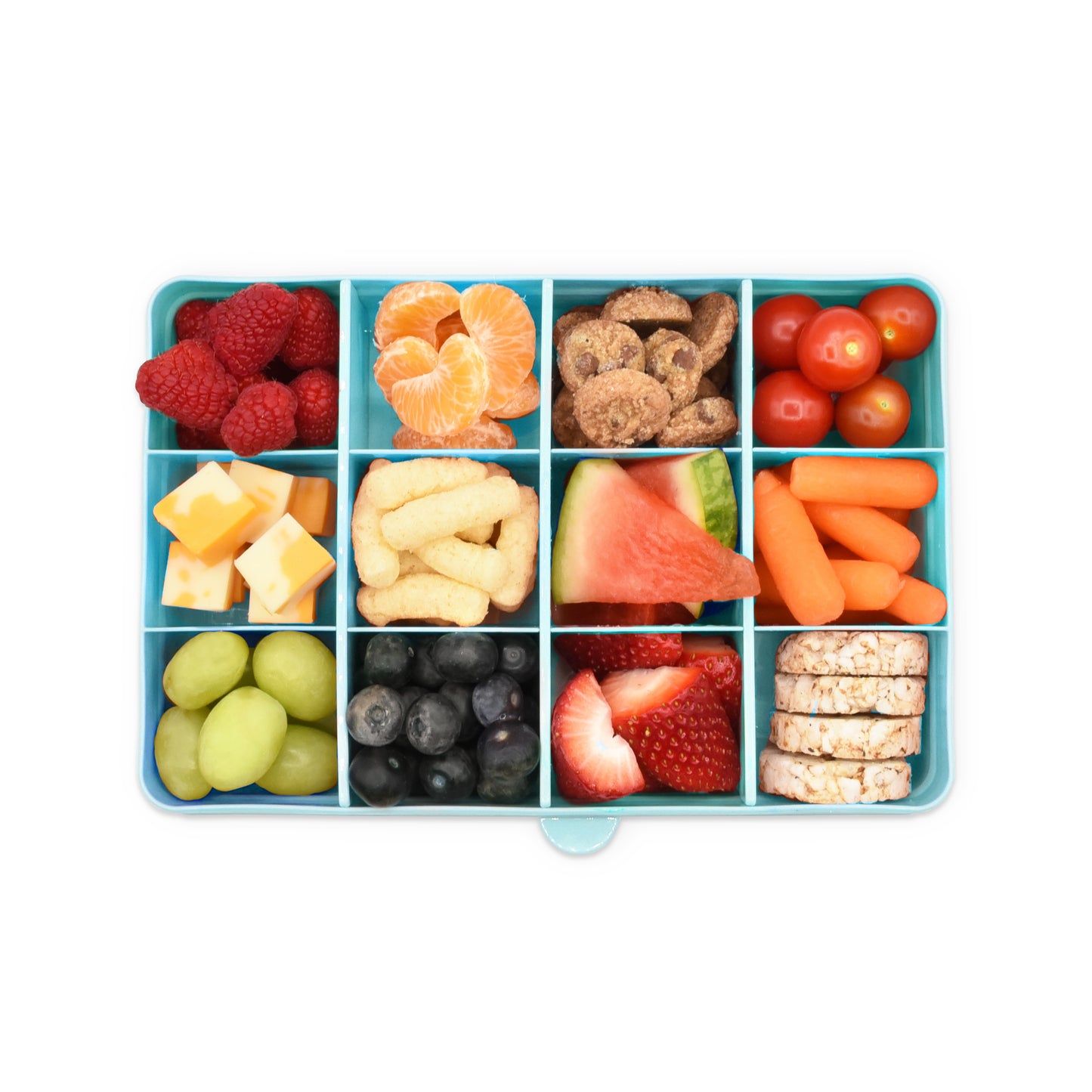 melii Snackle Box Turquoise - 12 Compartment Snack Container with Removable Dividers for Customizable Storage - Ideal for On the Go Snacking, BPA Free, Easy to Open and Clean