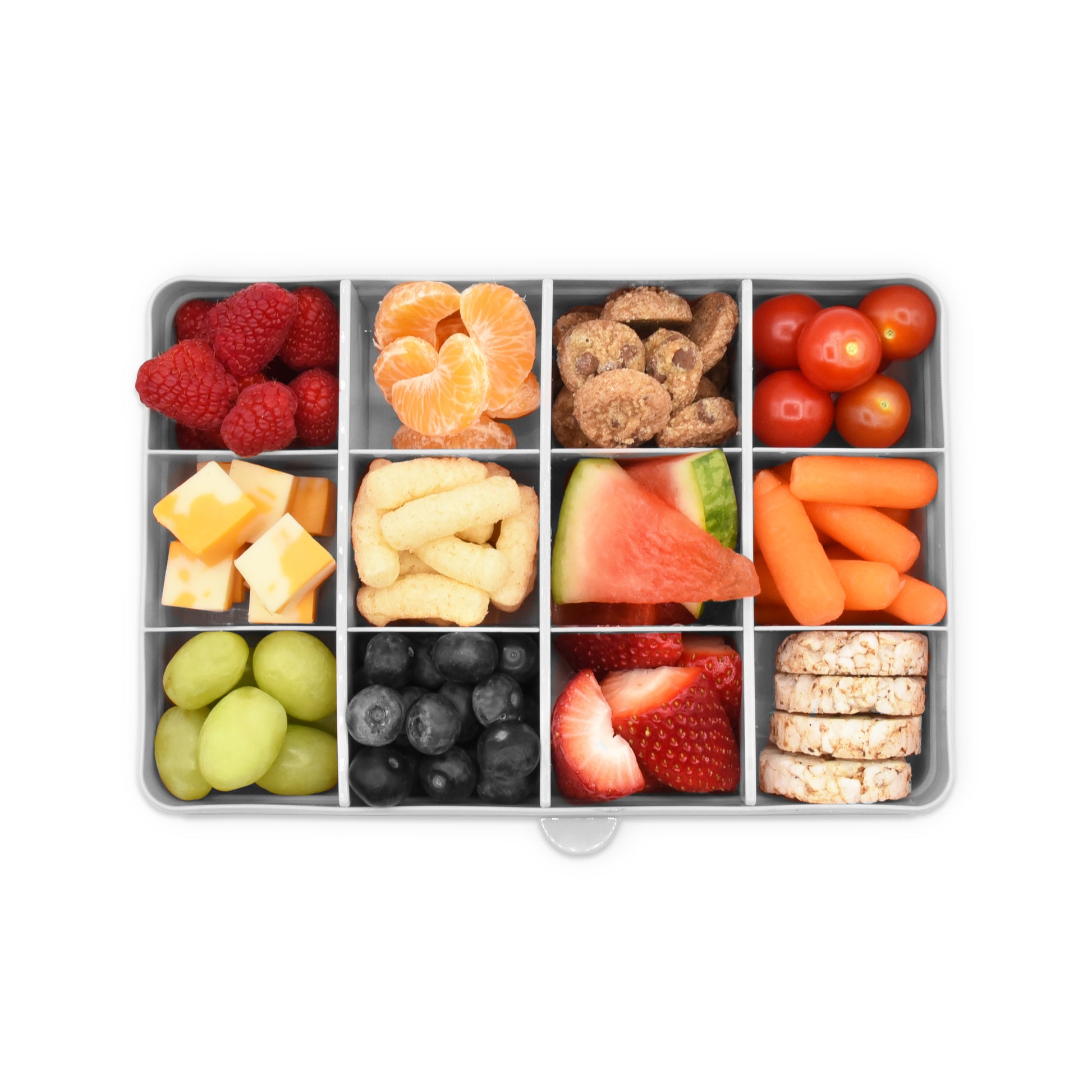 melii Snackle Box Grey - 12 Compartment Snack Container with Removable Dividers for Customizable Storage - Ideal for On the Go Snacking, BPA Free, Easy to Open and Clean