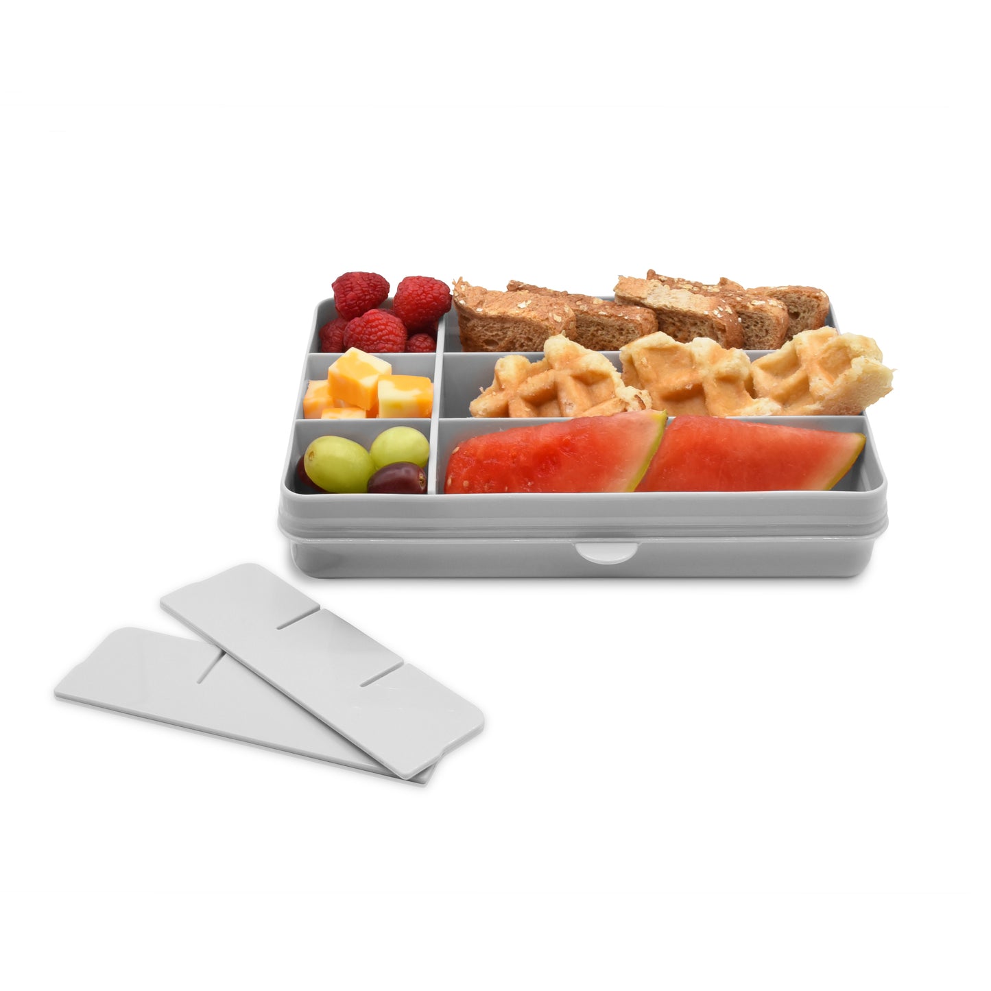 melii Snackle Box Grey - 12 Compartment Snack Container with Removable Dividers for Customizable Storage - Ideal for On the Go Snacking, BPA Free, Easy to Open and Clean