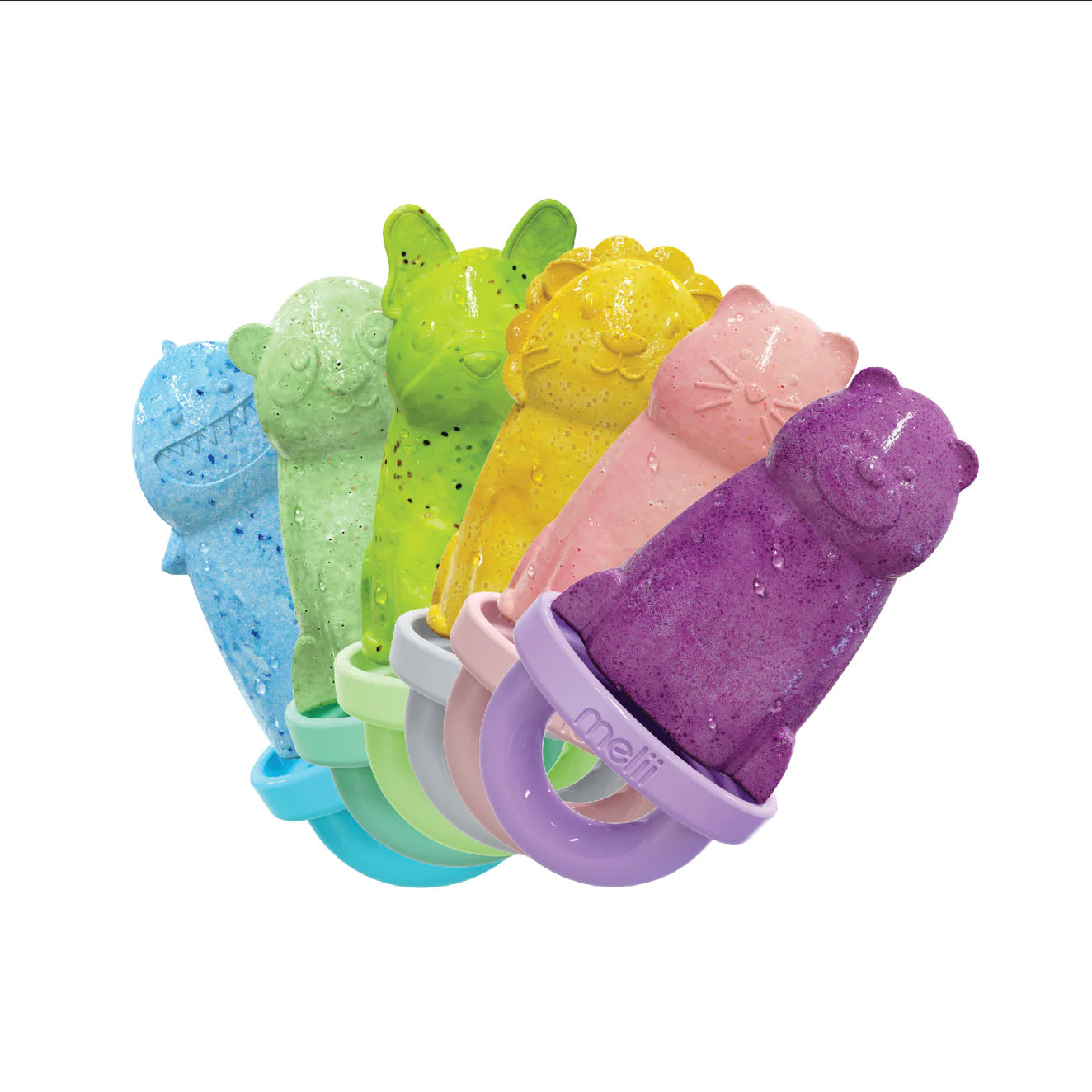 melii Animal Shaped Popsicle Molds - Fun & Unique Silicone Ice Pop Maker with Drip Guard Handle - Ideal Size for Kids - BPA Free, Teething Relief, Dishwasher Safe