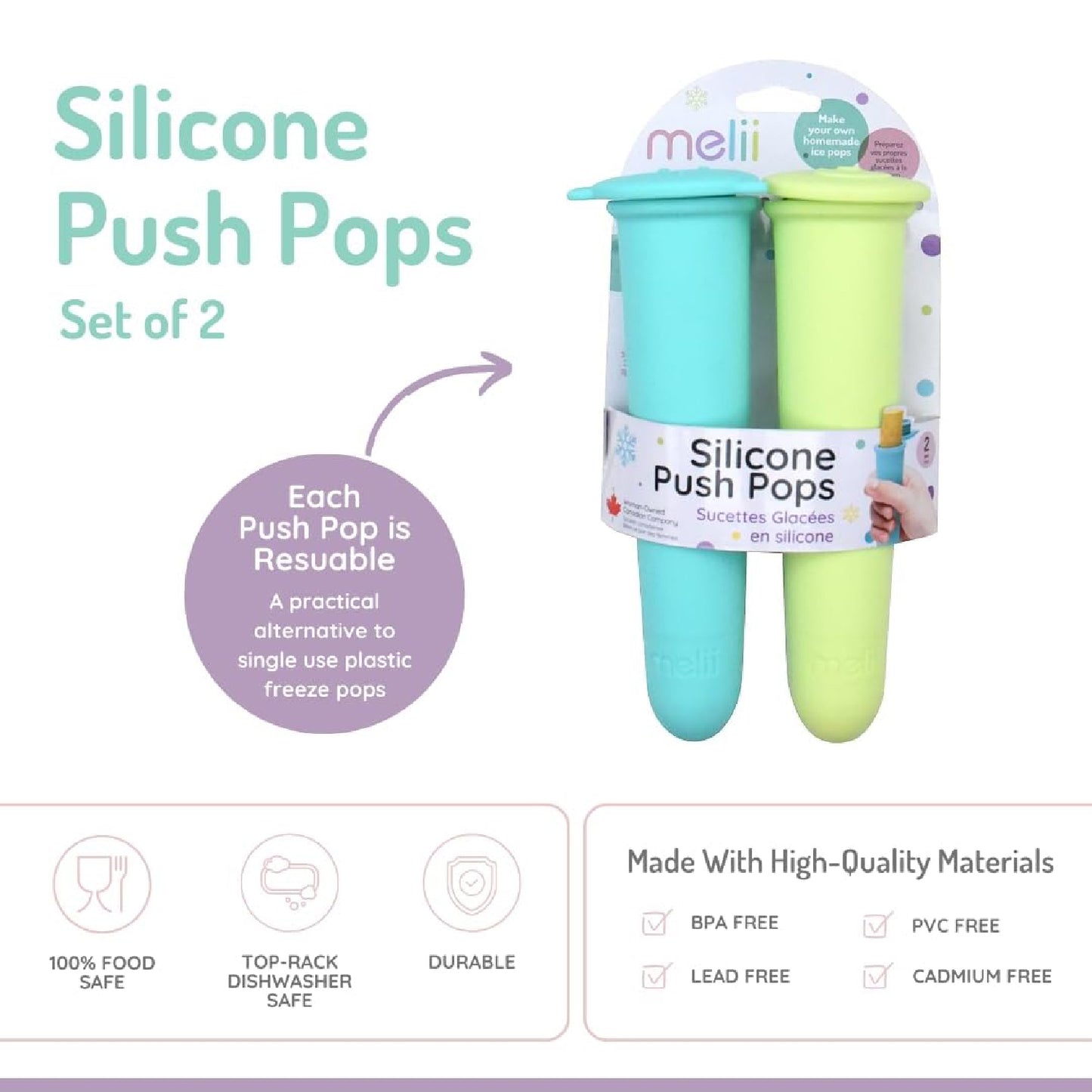 Melii Push Pops - Animal 2 pack - Shark + Bear (6sets/inner)