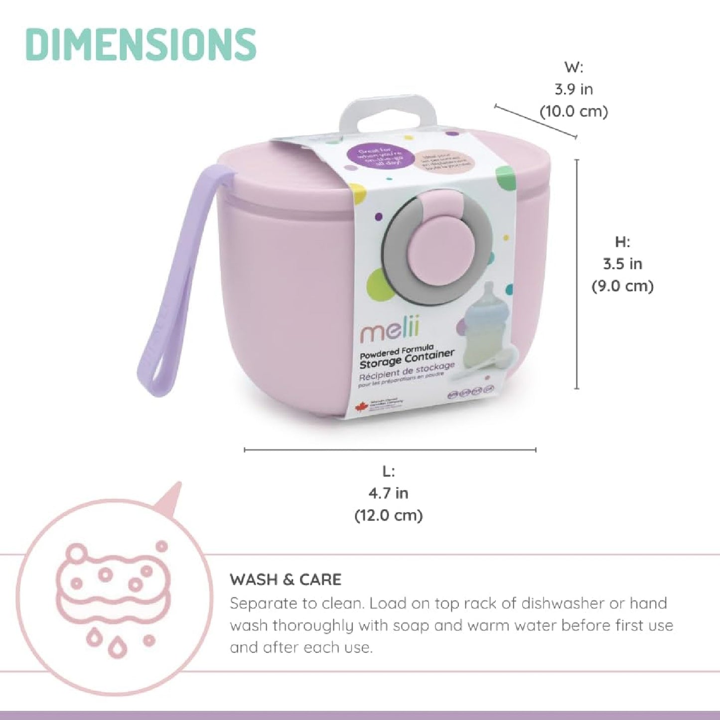 Melii Travel Formula Container with Scoop - Pink (6pc/inner)