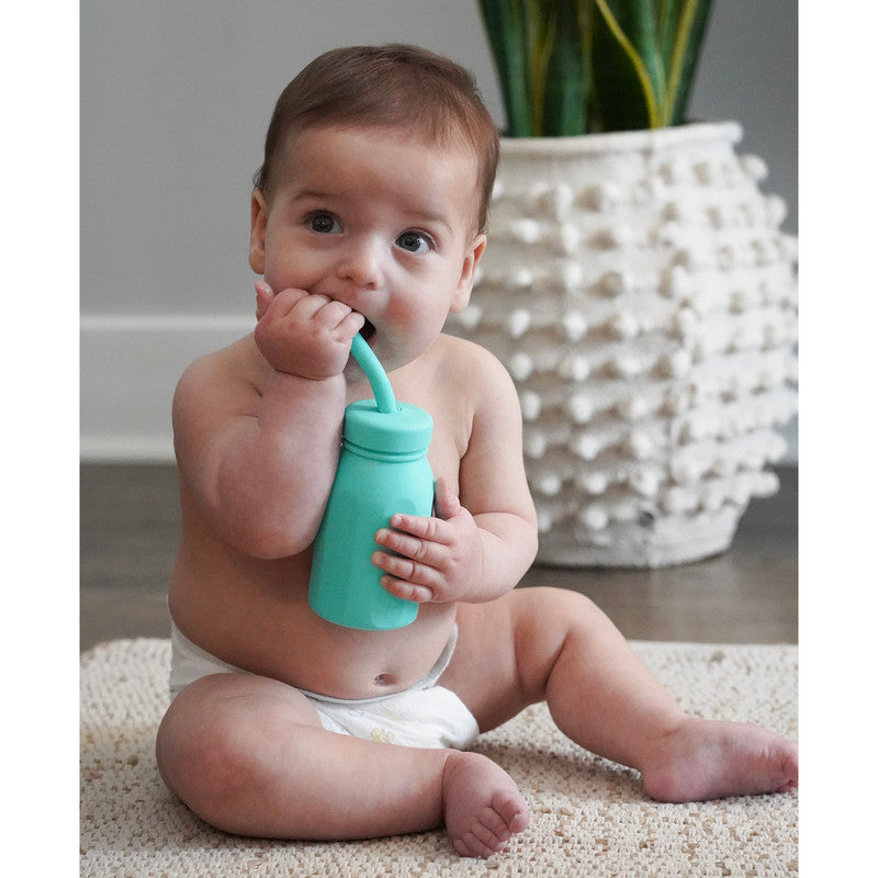 Melii Silicone Water Bottle with Straw 230 ml Turquoise