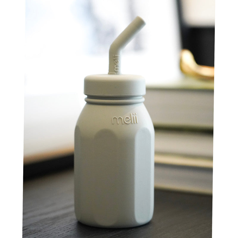 Melii Silicone Water Bottle with Straw 230 ml Grey