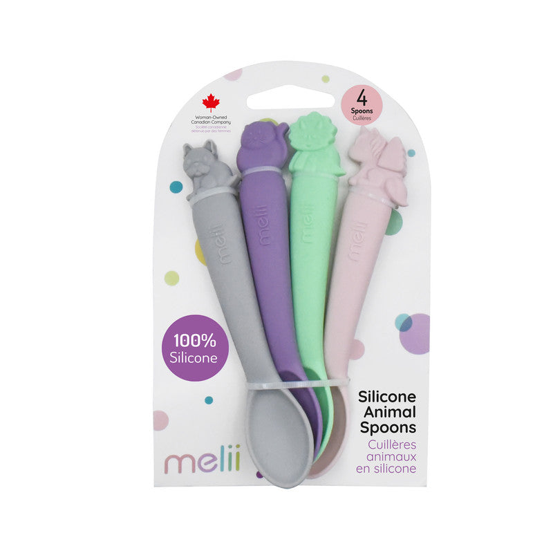 Melii Silicone Spoons 4 pc set - Dog, Cat, Unicorn, Dino