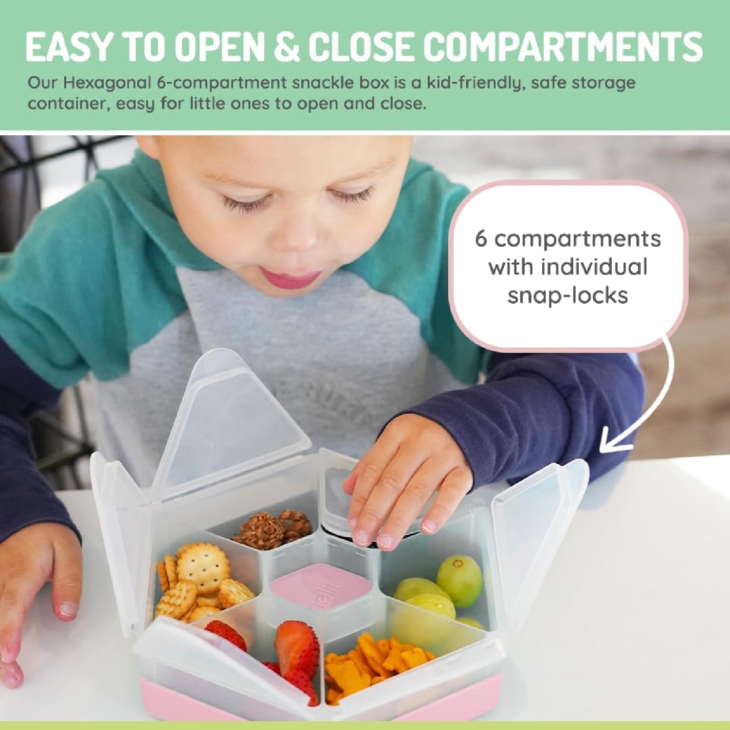 Melii Hexagon Snackle - 6 Compartment - Pink (6 pc/inner)