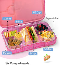 Bonfino Ballerina ABS Bento Lunch Box, BPA Free, Microwave Safe Removable Tray, 6 Adjustable Compartments, Leak Resistant, Lightweight, 3 Years+, 22x15.5x5cm, 1L - Pink_7