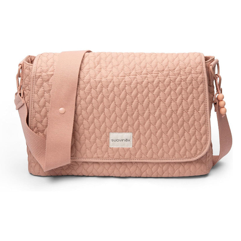 Suavinex, Shoulder Bag Maternity Bag, Large Capacity Stroller Bag, Adjustable Handles for Stroller, Flap and Zipper Closure, Waterproof, with Interior Pockets, Pink