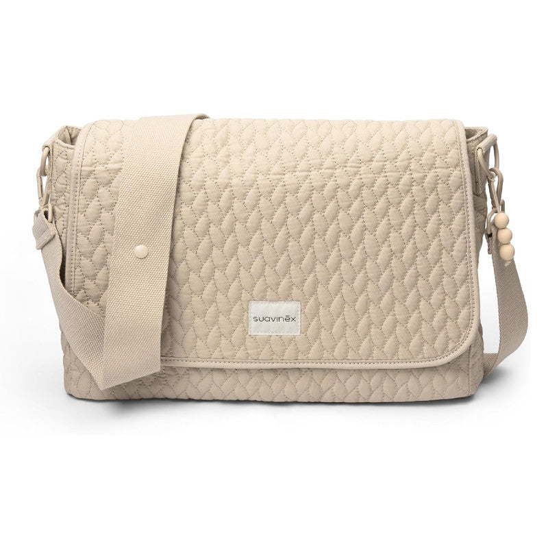 Suavinex, Shoulder Bag Maternity Bag, Large Capacity Stroller Bag, Adjustable Handles for Stroller, Flap and Zipper Closure, Waterproof, with Interior Pockets, Beige