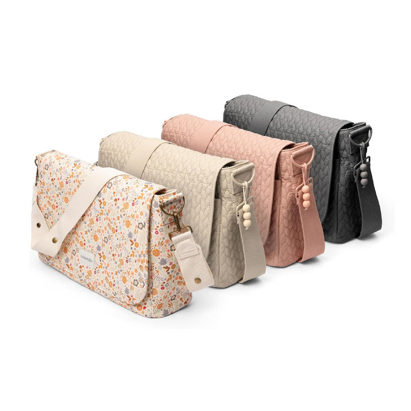 Suavinex, Shoulder Bag Maternity Bag, Large Capacity Stroller Bag, Adjustable Handles for Stroller, Flap and Zipper Closure, Waterproof, with Interior Pockets, Beige