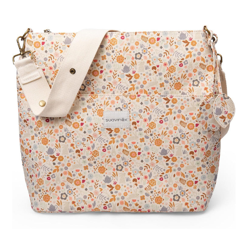 Suavinex, Maternity Tote Bag, Large Capacity Baby Trolley Bag, Adjustable Handles to Stroller, Zipper Closure, Ideal Stroller, Waterproof, with Inner Pockets, Floral