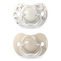 Suavinex, Pack of 2 Pacifiers for Babies 0/6 Months and Newborns, with Silicone Physiological Teat SX Pro Symmetrical, Flat and Flexible, Respects Oral Development, Birdies Beige_2