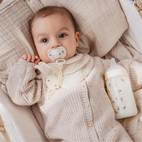 Suavinex, Pack of 2 Pacifiers for Babies 0/6 Months and Newborns, with Silicone Physiological Teat SX Pro Symmetrical, Flat and Flexible, Respects Oral Development, Birdies Beige_4