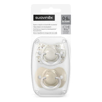 Suavinex, Pack of 2 Pacifiers for Babies 0/6 Months and Newborns, with Silicone Physiological Teat SX Pro Symmetrical, Flat and Flexible, Respects Oral Development, Birdies Beige_6