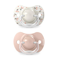 Suavinex, Pack of 2 Pacifiers for Babies 0/6 Months and Newborns, with Silicone Physiological Teat SX Pro Symmetrical, Flat and Flexible, Respects Oral Development, Birdies Pink_2