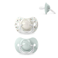 Suavinex, Pack of 2 Pacifiers for Babies 0/6 Months and Newborns, with Silicone Physiological Teat SX Pro Symmetrical, Flat and Flexible, Respects Oral Development, Birdies Green_1