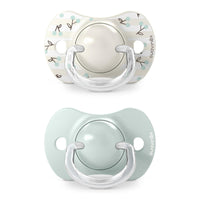 Suavinex, Pack of 2 Pacifiers for Babies 0/6 Months and Newborns, with Silicone Physiological Teat SX Pro Symmetrical, Flat and Flexible, Respects Oral Development, Birdies Green_2