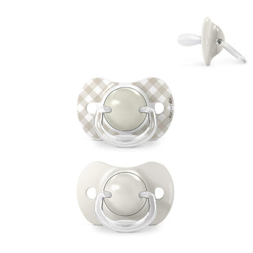 suavinex-pack-of-2-pacifiers-for-babies-0-6-months-and-newborns-with-silicone-physiological-teat-sx-pro-symmetrical-flat-and-flexible-respects-oral-development-wild-free-beige