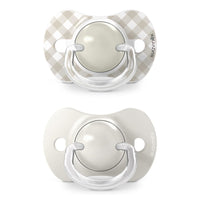 Suavinex, Pack of 2 Pacifiers for Babies 0/6 Months and Newborns, with Silicone Physiological Teat SX Pro Symmetrical, Flat and Flexible, Respects Oral Development, Wild&Free Beige_2