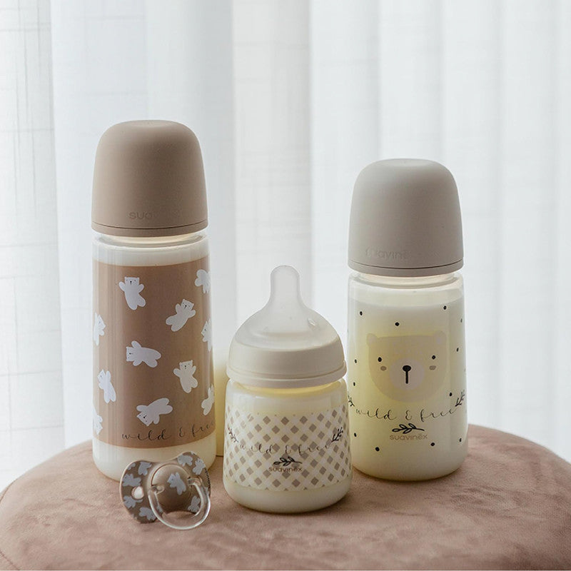 Suavinex, Pack of 2 Pacifiers for Babies 0/6 Months and Newborns, with Silicone Physiological Teat SX Pro Symmetrical, Flat and Flexible, Respects Oral Development, Wild&Free Beige