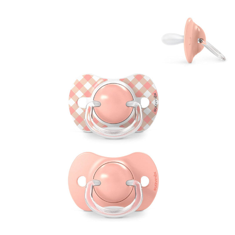 Suavinex, Pack of 2 Pacifiers for Babies 0/6 Months and Newborns, with Silicone Physiological Teat SX Pro Symmetrical, Flat and Flexible, Respects Oral Development, Wild&Free Pink