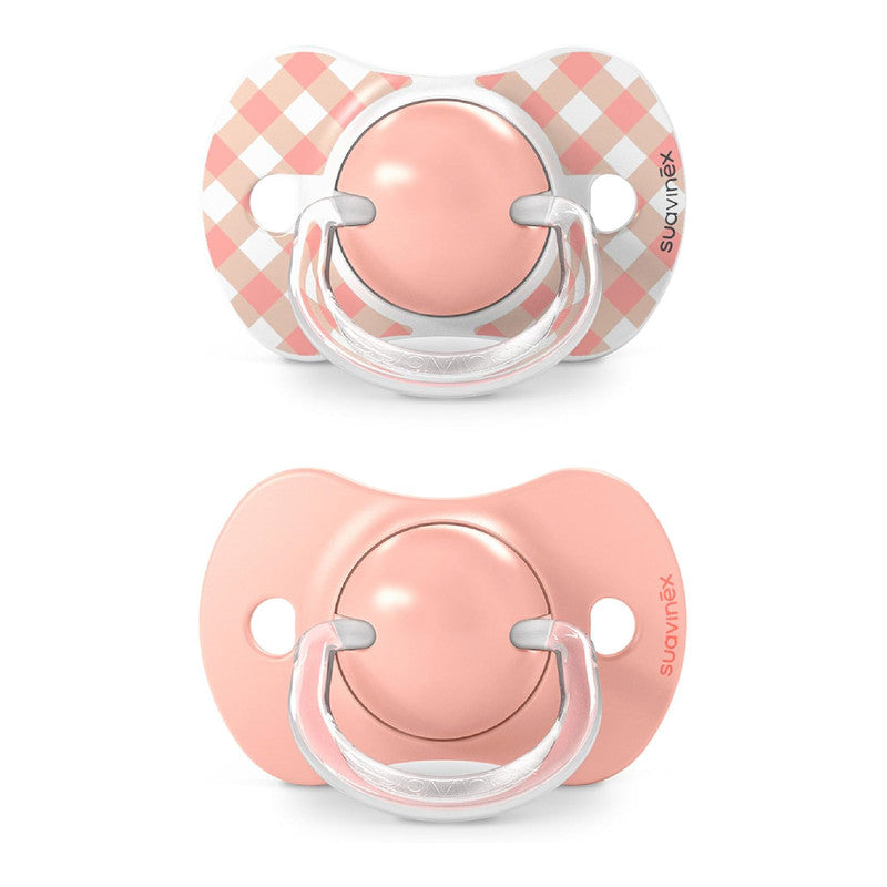 Suavinex, Pack of 2 Pacifiers for Babies 0/6 Months and Newborns, with Silicone Physiological Teat SX Pro Symmetrical, Flat and Flexible, Respects Oral Development, Wild&Free Pink
