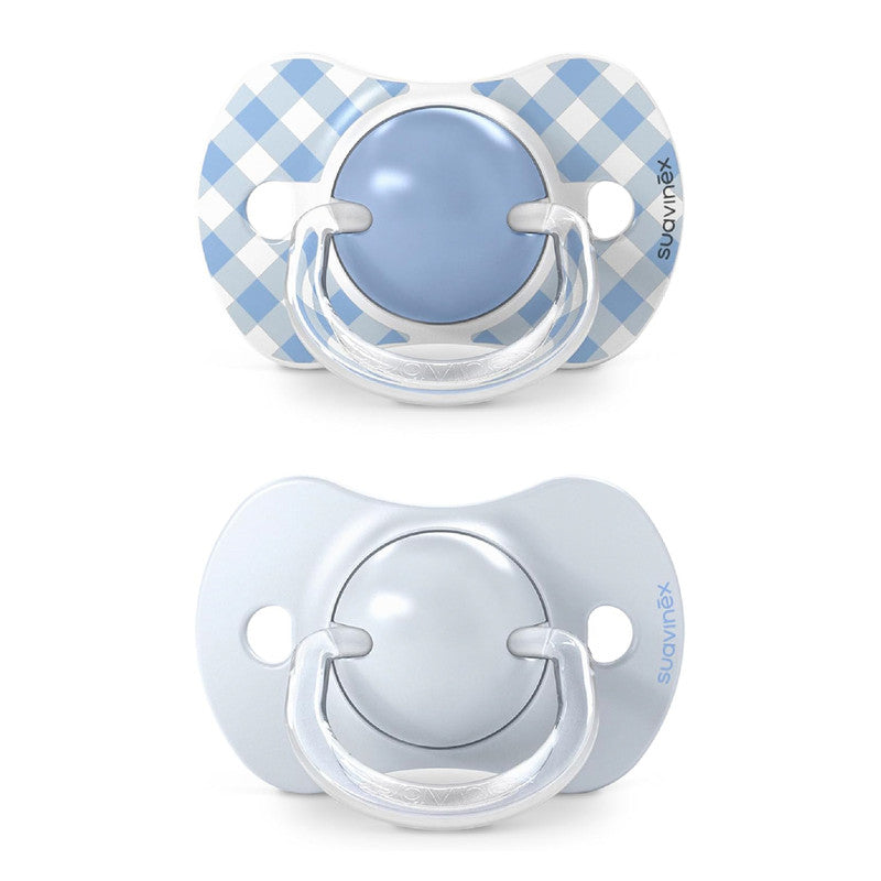 Suavinex, Pack of 2 Pacifiers for Babies 0/6 Months and Newborns, with Silicone Physiological Teat SX Pro Symmetrical, Flat and Flexible, Respects Oral Development, Wild&Free Blue