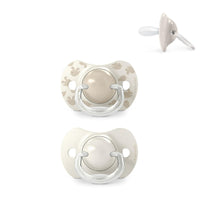 Suavinex, Pack of 2 Pacifiers for Babies 6/18 Months, with Physiological Silicone Teat SX Pro Symmetrical, Flat and Flexible, Respects Oral Development, Birdies Beige_1