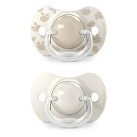 Suavinex, Pack of 2 Pacifiers for Babies 6/18 Months, with Physiological Silicone Teat SX Pro Symmetrical, Flat and Flexible, Respects Oral Development, Birdies Beige_2