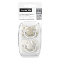 Suavinex, Pack of 2 Pacifiers for Babies 6/18 Months, with Physiological Silicone Teat SX Pro Symmetrical, Flat and Flexible, Respects Oral Development, Birdies Beige_4