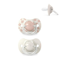 Suavinex, Pack of 2 Pacifiers for Babies 6/18 Months, with Physiological Silicone Teat SX Pro Symmetrical, Flat and Flexible, Respects Oral Development, Birdies Pink_1
