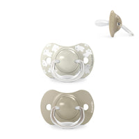 Suavinex, Pack of 2 Pacifiers for Babies 6/18 Months, with Physiological Silicone Teat SX Pro Symmetrical, Flat and Flexible, Respects Oral Development, Wild&Free Beige_1