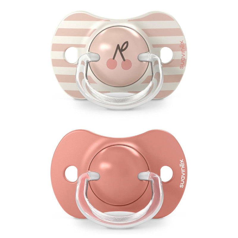 Suavinex, Pack of 2 Pacifiers for Babies +18 Months, with Physiological Silicone Teat SX Pro Symmetrical, Flat and Flexible, Respects Oral Development, Birdies Pink