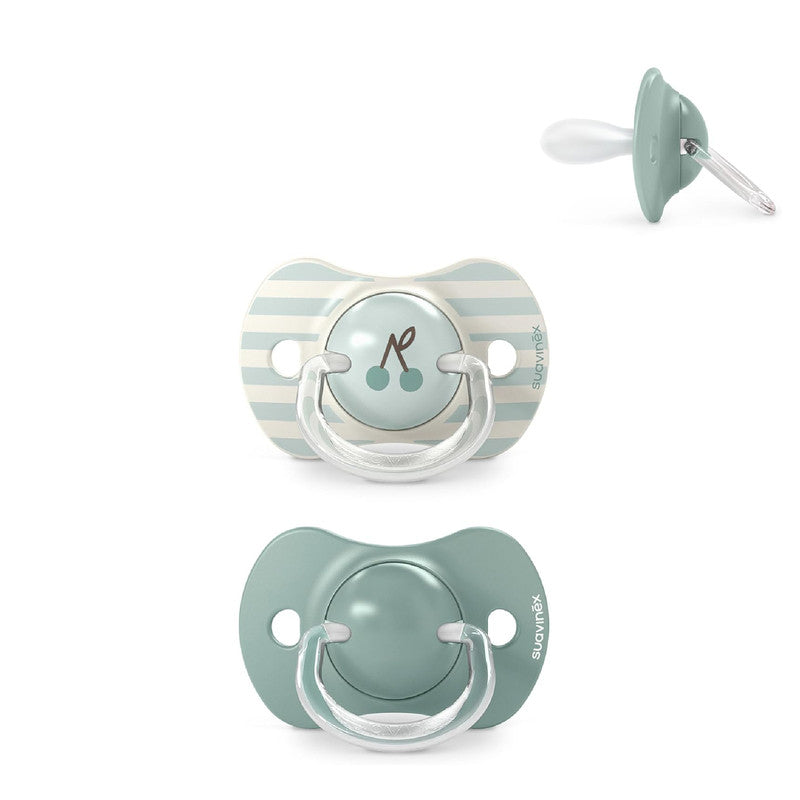Suavinex, Pack of 2 Pacifiers for Babies +18 Months, with Physiological Silicone Teat SX Pro Symmetrical, Flat and Flexible, Respects Oral Development, Birdies Green