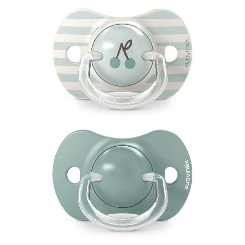Suavinex, Pack of 2 Pacifiers for Babies +18 Months, with Physiological Silicone Teat SX Pro Symmetrical, Flat and Flexible, Respects Oral Development, Birdies Green