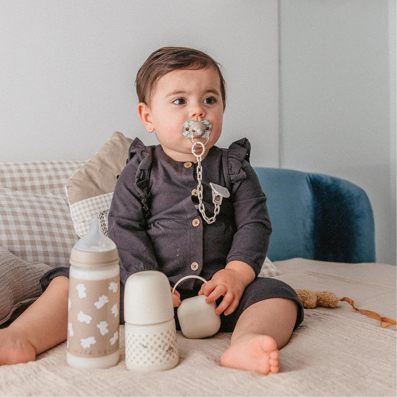 Suavinex, Pack of 2 Pacifiers for Babies +18 Months, with Physiological Silicone Teat SX Pro Symmetrical, Flat and Flexible, Respects Oral Development, Wild&Free Beige