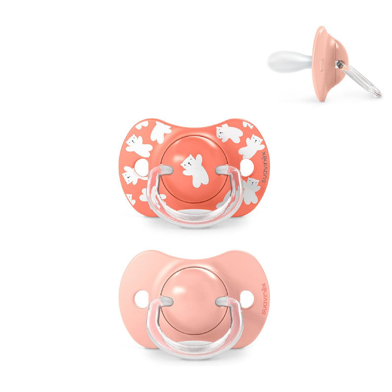 Suavinex, Pack of 2 Pacifiers for Babies +18 Months, with Physiological Silicone Teat SX Pro Symmetrical, Flat and Flexible, Respects Oral Development, Wild&Free Pink