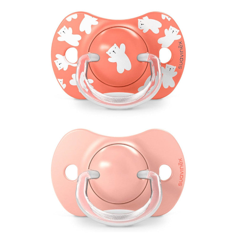 Suavinex, Pack of 2 Pacifiers for Babies +18 Months, with Physiological Silicone Teat SX Pro Symmetrical, Flat and Flexible, Respects Oral Development, Wild&Free Pink