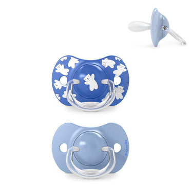 suavinex-pack-of-2-pacifiers-for-babies-18-months-with-physiological-silicone-teat-sx-pro-symmetrical-flat-and-flexible-respects-oral-development-wild-free-blue
