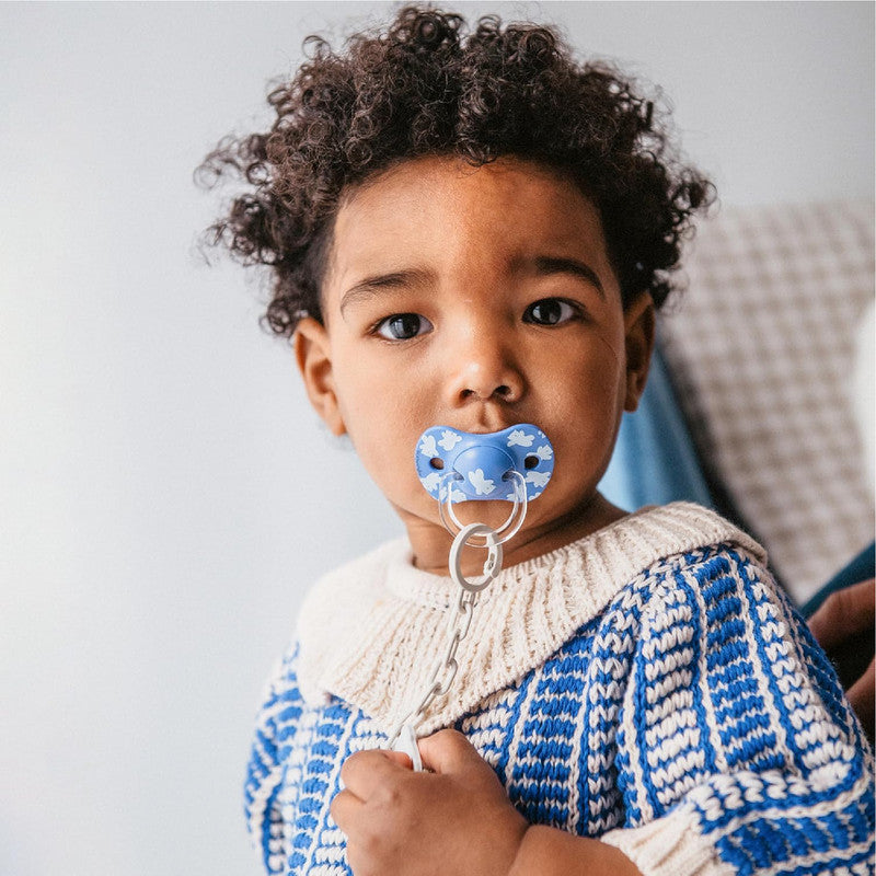 Suavinex, Pack of 2 Pacifiers for Babies +18 Months, with Physiological Silicone Teat SX Pro Symmetrical, Flat and Flexible, Respects Oral Development, Wild&Free Blue