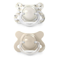 Suavinex, Pack of 2 Baby Pacifiers Newborn and Small, Special Size Mini -2/2 Months, SX Pro Symmetrical and Flexible Silicone Physiological Teat, Respects Oral Development, Birdies Beige_2