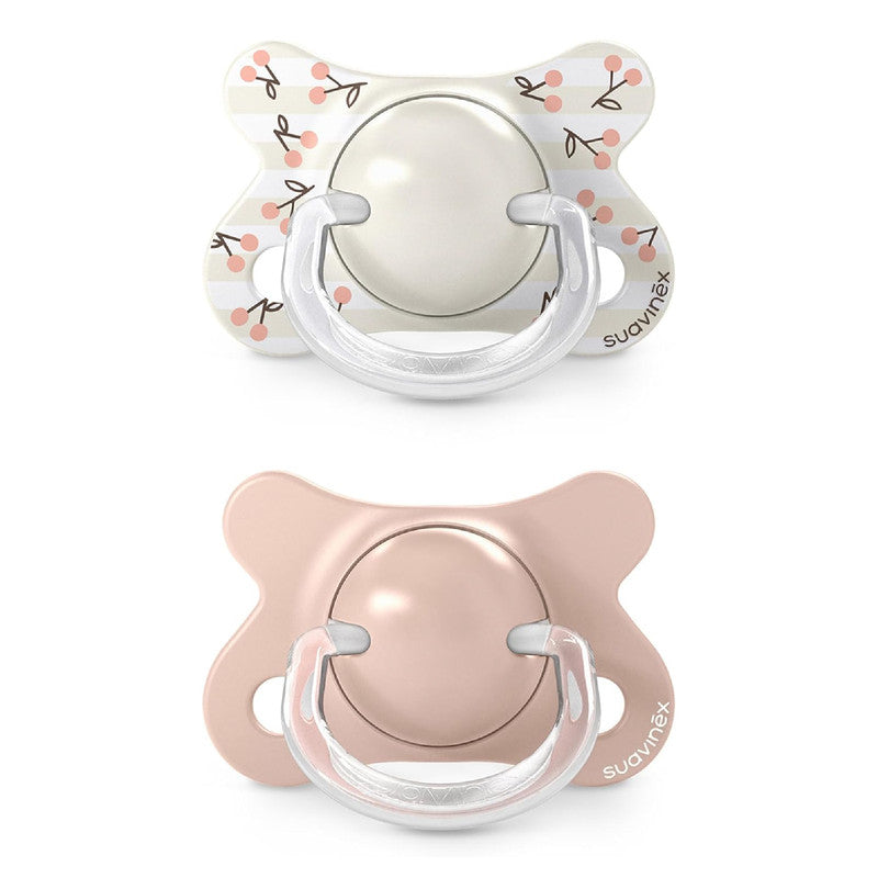 Suavinex, Pack of 2 Baby Pacifiers Newborn and Small, Special Size Mini -2/2 Months, SX Pro Symmetrical and Flexible Silicone Physiological Teat, Respects Oral Development, Birdies Pink