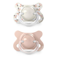 Suavinex, Pack of 2 Baby Pacifiers Newborn and Small, Special Size Mini -2/2 Months, SX Pro Symmetrical and Flexible Silicone Physiological Teat, Respects Oral Development, Birdies Pink_2